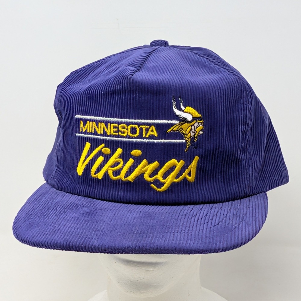 Vintage Minnesota Vikings Annco Corduroy Snapback Hat Purple NFL Cap OSFA